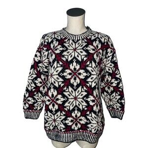 Jones New York Women's Vintage Crew Neck Cotton Linen Sweater size XS/P Holiday